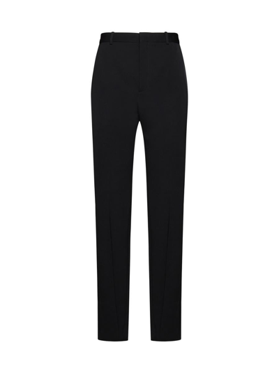 Saint Laurent Men Tuxedo Wool Trouser With Satin Side Band In Black