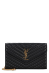 Saint Laurent Cassandra Quilted Lambskin Leather Wallet On Chain In Black