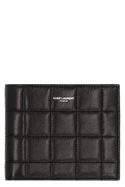 Saint Laurent East/west Leather Wallet In Black