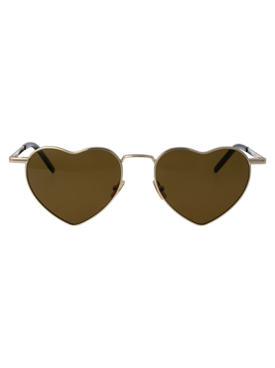 Saint Laurent Sunglasses In 015 Gold Gold Brown