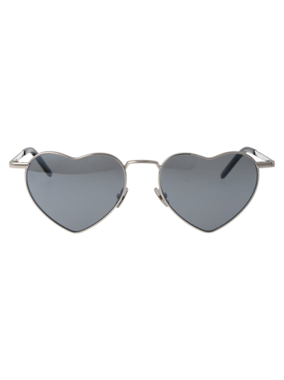Saint Laurent Sunglasses In 014 Silver Silver Silver