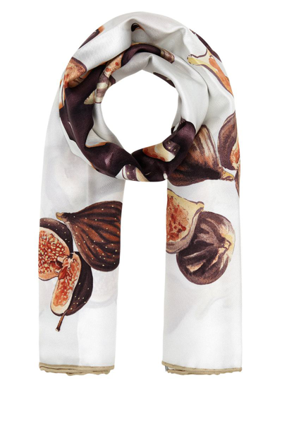 Ferragamo Salvatore  Fig Printed Scarf In Ivory