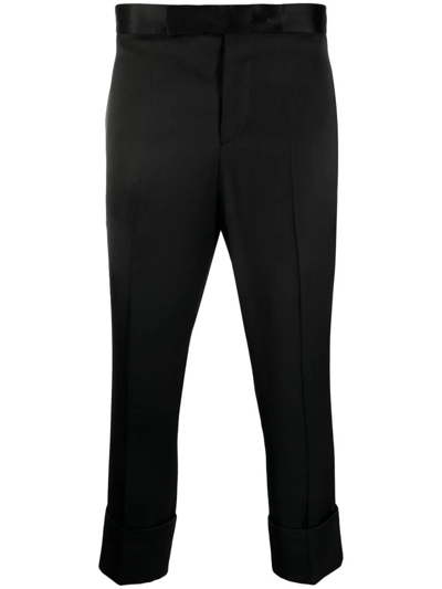 Sapio Satin-finish Cropped Tailored Trousers In Nero