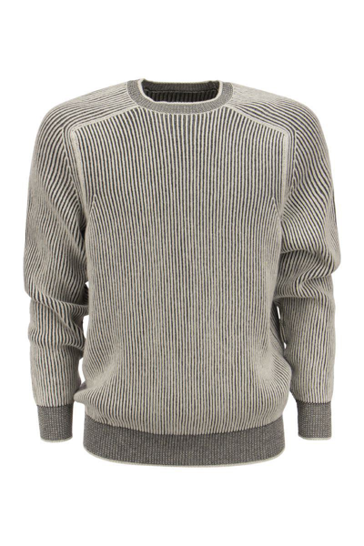 Sease Dinghy - Ribbed Cashmere Reversible Crew Neck Jumper In White