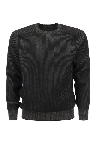 Sease Dinghy - Ribbed Cashmere Reversible Crew Neck Sweater In Black