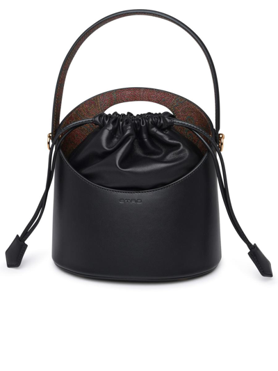 Etro Large 'saturno' Bag In Black Leather