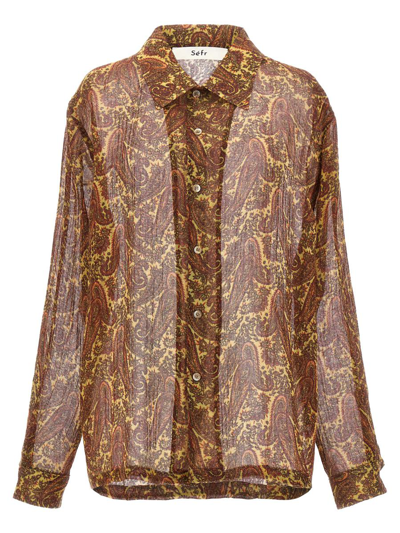 Séfr Jagou Paisley-print Virgin Wool-voile Shirt In Brown