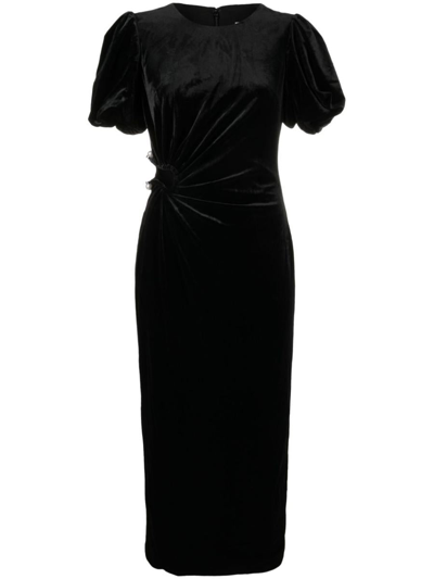 Self-portrait Velvet Midi Dress In Black