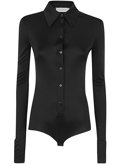 Sportmax Long-sleeved Buttoned Bodysuit In Black