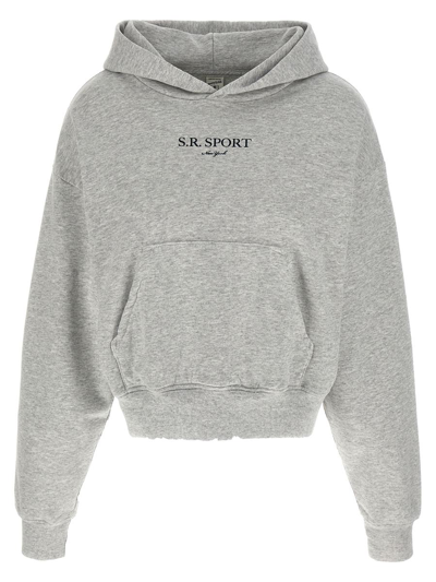Sporty And Rich Sporty & Rich Slogan Printed Long Sleeved Hoodie In Grey