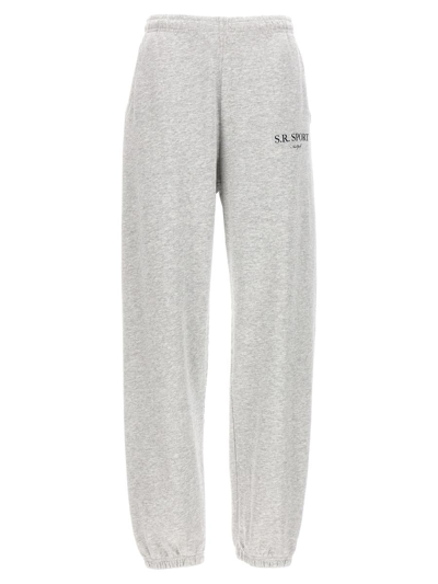 Sporty And Rich Sporty & Rich Logo Printed Tapered Leg Track Trousers In Grey