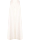 Staud Mitchell Wide-leg Cotton-blend Pants In Ecru