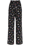 Stella Mccartney Floral-print Silk Trousers In Black