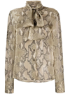Stella Mccartney Python-print Silk Shirt In Brown