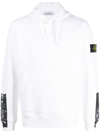 Stone Island Compass-motif Cotton Hoodie In White