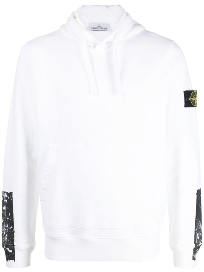 Stone Island 罗盘图案棉连帽衫 In White