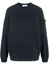 Stone Island Crewneck Sweatshirt With Topstitched Details In Blue