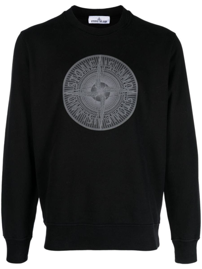 Stone Island Industrial One Cotton Sweatshirt In Nero