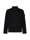 Stone Island Ribbed Turtleneck Sweater Long Sleeves In Black