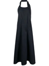 Studio Nicholson Open-back Flared Long Dress In Blue