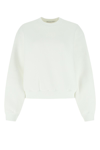 Alexander Wang Cropped Cotton Blend Crew-neck Sweatshirt In White