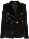 Tagliatore Jalicya Velvet Double-breasted Blazer In Brown