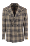 Tagliatore Checked Double-breasted Blazer In Tobacco