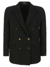 Tagliatore Boucle Double-breasted Jacket Gold-tone Buttons In Nero