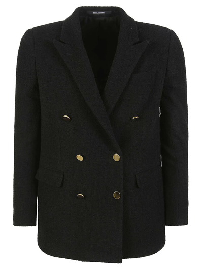 Tagliatore Double-breasted Boucle Jacket In Black