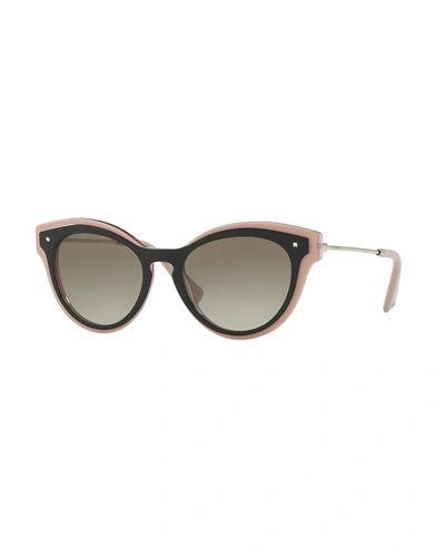 Valentino Women's Cat Eye Keyhole Sunglasses, 50mm In Black/pink/green Gradient