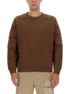 Ten C Logo Crew Neck Sweater In Brown