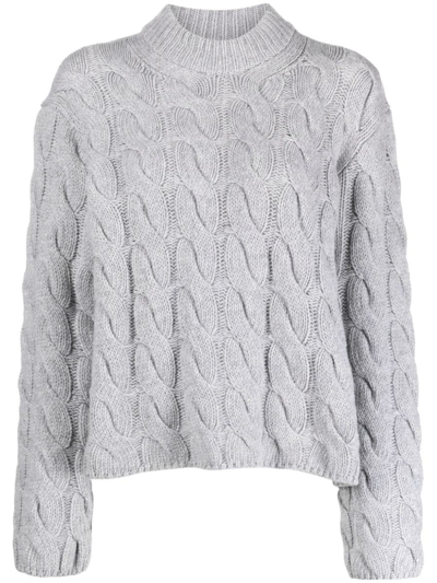 Theory Chunky Cabkle-knit Jumper In Gray