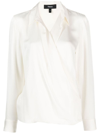 Theory Womens Ivory Wrap Satin-texture Silk Top In White