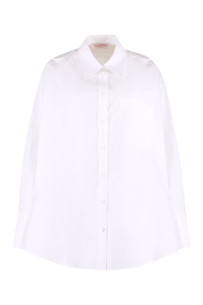 Valentino Oversized Cotton-poplin Shirt In White
