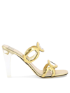 Valentino Metallic Chain Transparent-heel Mule Sandals In Gold