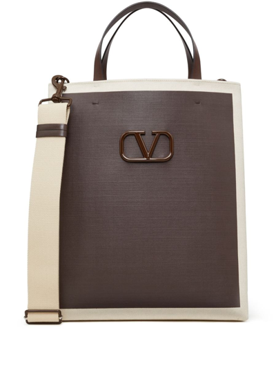 Valentino Garavani Vlogo Signature Canvas Tote Bag In Brown