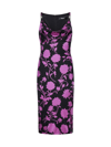 Versace Floral Print Sleeveless Midi Dress In Black+waterlily
