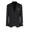 Versace Black Single-breasted Blazer With Logo Plaque In Black