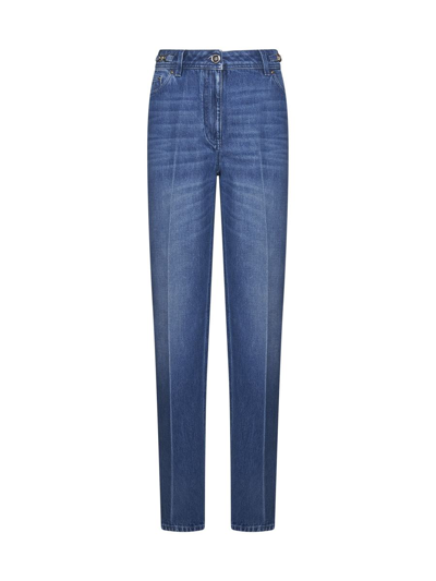 Versace Stone Wash Denim Straight-leg Jeans In Multicolor