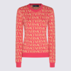 VERSACE VERSACE PINK, WHITE AND YELLOW COTTON BLEND JUMPER