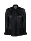 Versace Crocodile Effect Tie-neck Shirt In Nero