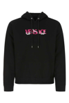Versace Man Sweatshirt Black Size Xl Cotton In Black
