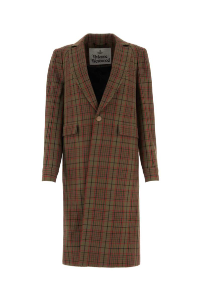 Vivienne Westwood Checked Asymmetric Coat In Multicolor