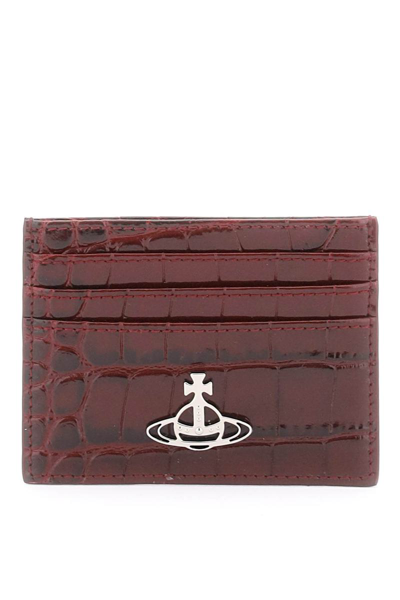 Vivienne Westwood★ORB CROCODILE CARD HOLDER Vivienne Westwood Blue Croc-Embossed Orb Card Holder
