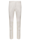 DOLCE & GABBANA WHITE SLIM PANTS WITH COVERED BUTTON IN WOOL AND SILK BLEND MAN