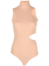 Wolford Warm Up Cut-out Bodysuit In Almond