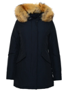 Woolrich Detachable Fur Collar Parka Coat In Navy