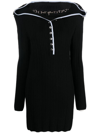 Y/project Evergreen Ruffle Necklace Knit Mini Dress In Black