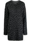 Zadig & Voltaire Zadig&voltaire Womens Charcoal Malia Leopard-print Cashmere Mini Dress In Grey