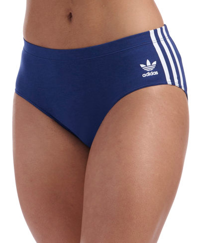 Adidas Originals Intimates Women's Adicolor Comfort Flex Cotton Wide Side Thong 4a1h63 In Dark Blue